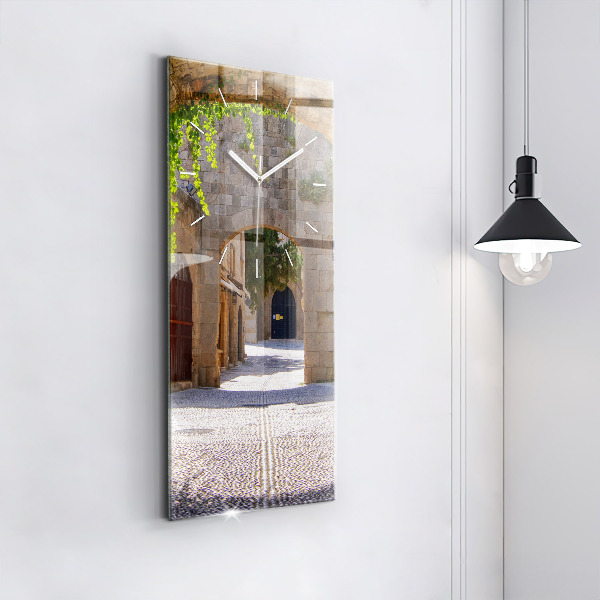 Zegar szklany pionowy Malownicza ulica Rodos