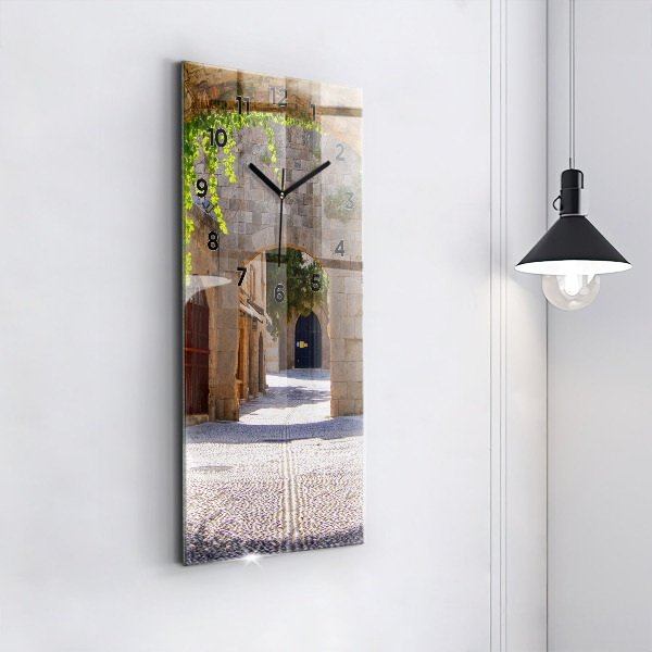 Zegar szklany pionowy Malownicza ulica Rodos