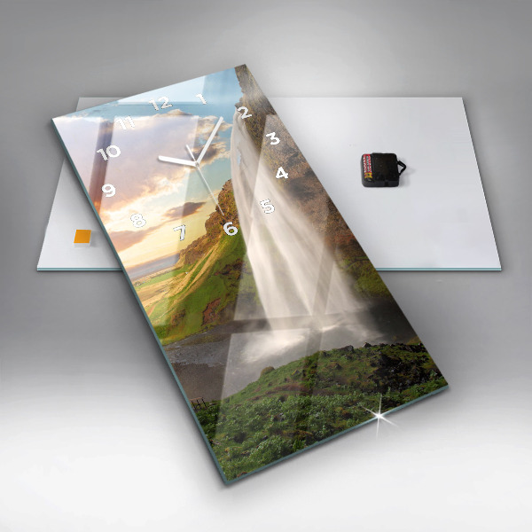 Zegar szklany pionowy Wodospad na Islandii