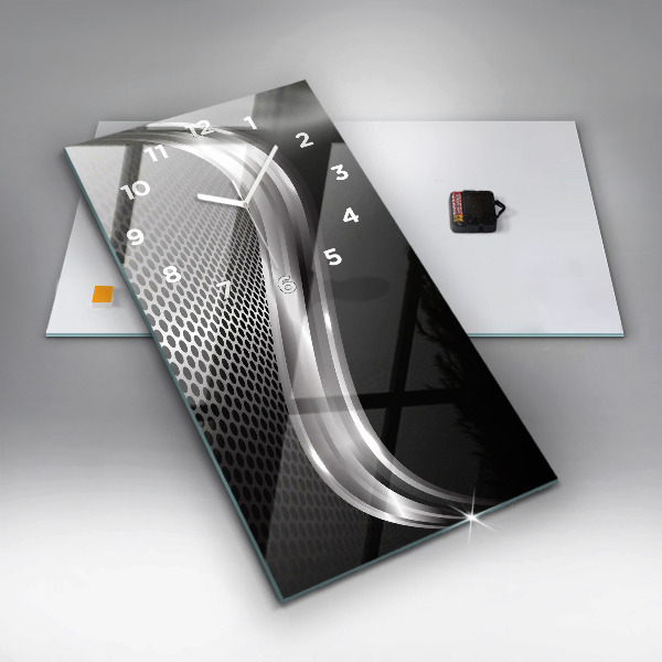 Zegar ścienny pionowy Czarna abstrakcja metalu