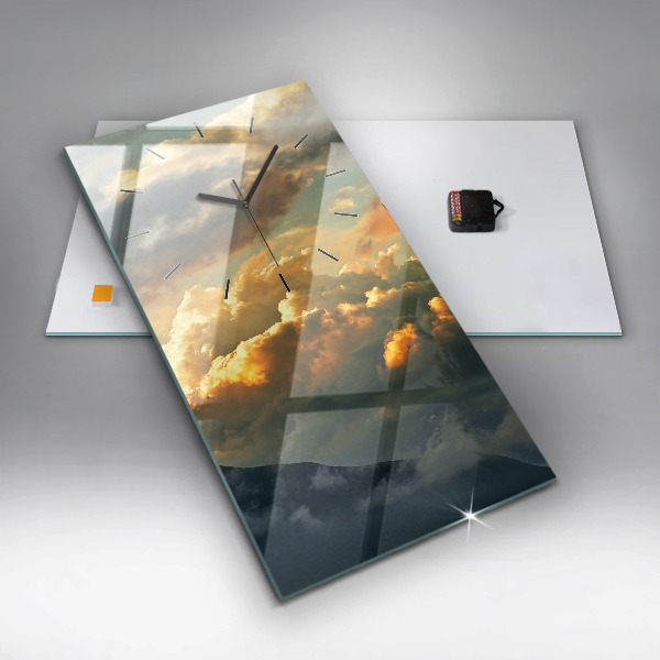 Zegar szklany pionowy Lot balonem w chmurach