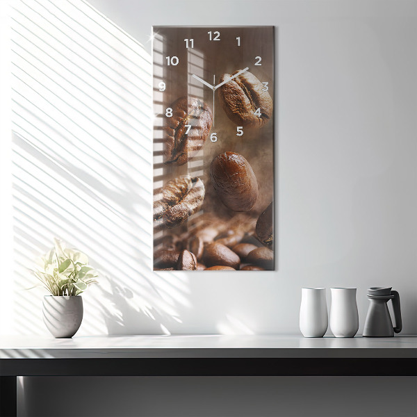 Zegar szklany pionowy Ziarna kawy