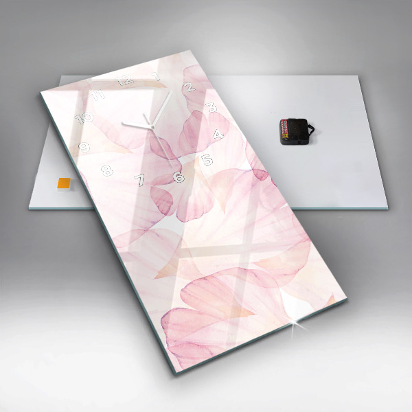 Zegar szklany pionowy Akwarelowe płatki