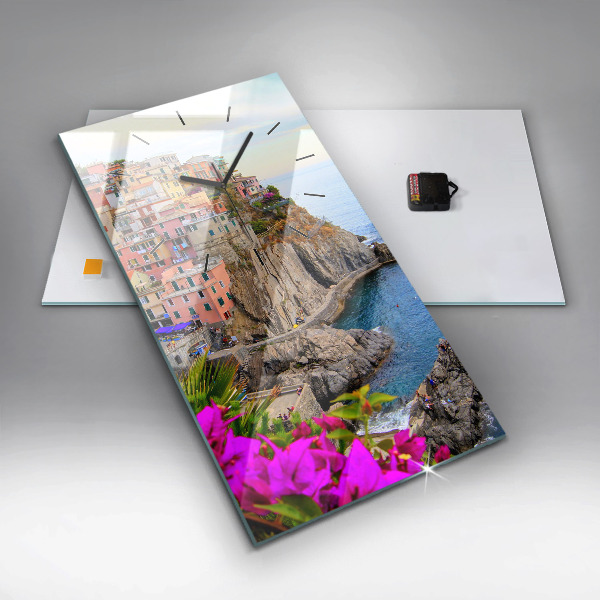 Zegar szklany pionowy Wybrzeże Cinque Terre