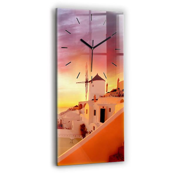 Zegar szklany pionowy Stary wiatrak w Santorini