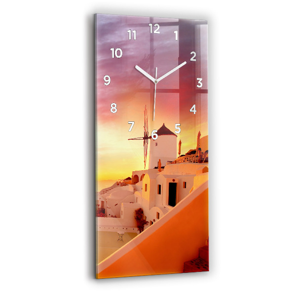Zegar szklany pionowy Stary wiatrak w Santorini