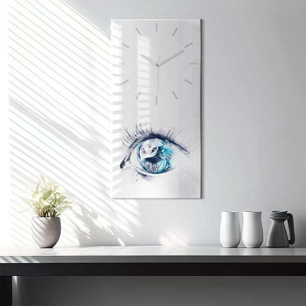 Zegar szklany pionowy Ilustracja wilczy wzrok