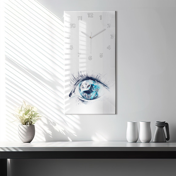 Zegar szklany pionowy Ilustracja wilczy wzrok
