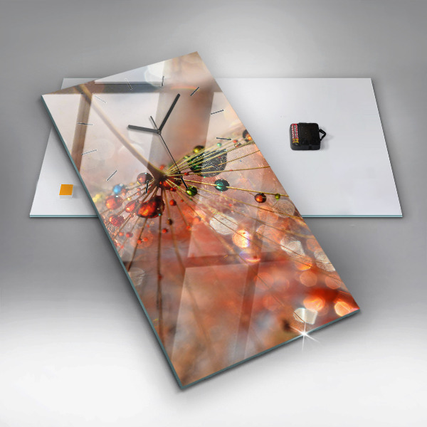 Zegar szklany pionowy Dmuchawiec z rosą