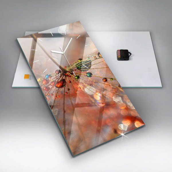 Zegar szklany pionowy Dmuchawiec z rosą