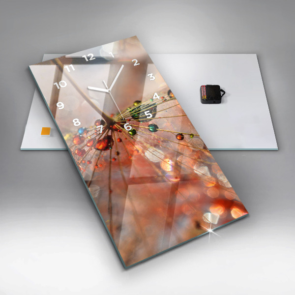 Zegar szklany pionowy Dmuchawiec z rosą