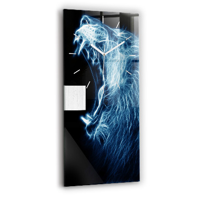 Zegar szklany pionowy Dziki lew