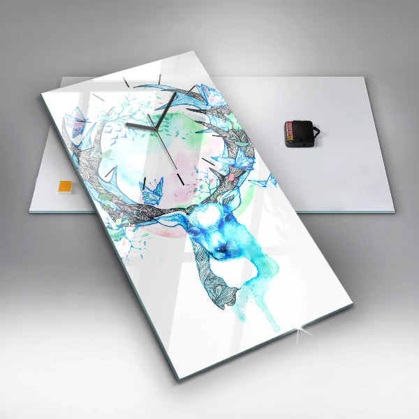 Zegar szklany pionowy Ilustracja jelenia