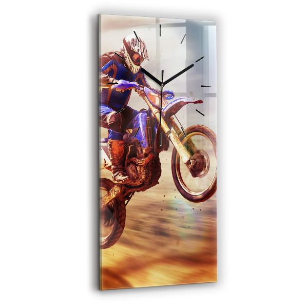 Zegar szklany pionowy Motocross Enduro