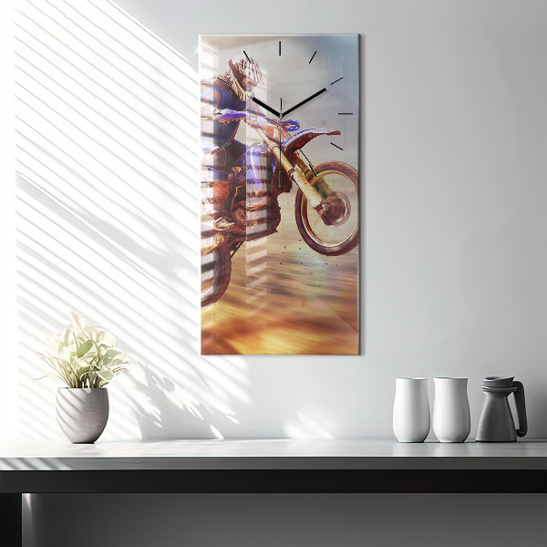 Zegar szklany pionowy Motocross Enduro