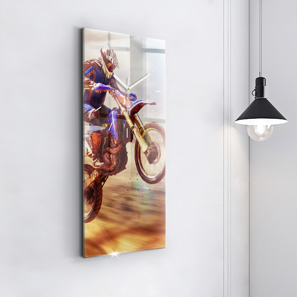 Zegar szklany pionowy Motocross Enduro