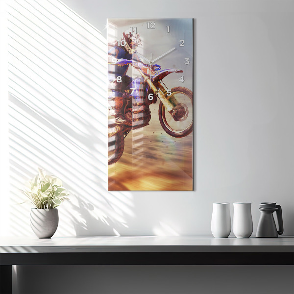 Zegar szklany pionowy Motocross Enduro