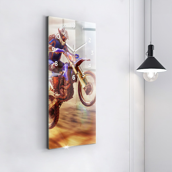 Zegar szklany pionowy Motocross Enduro