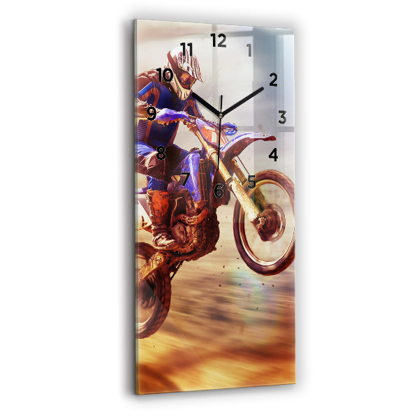 Zegar szklany pionowy Motocross Enduro