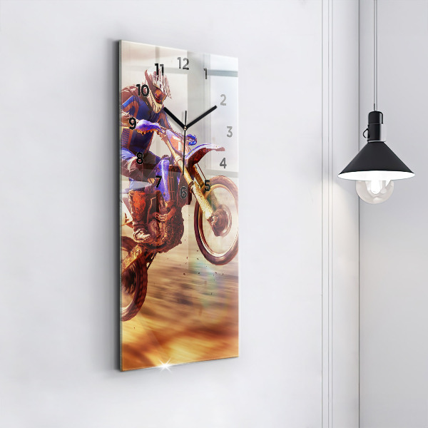 Zegar szklany pionowy Motocross Enduro