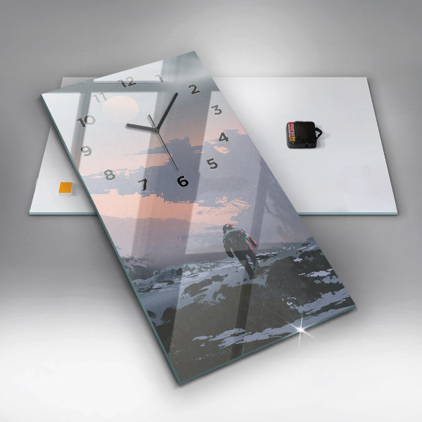 Zegar szklany pionowy Astronauci Mleczna Droga