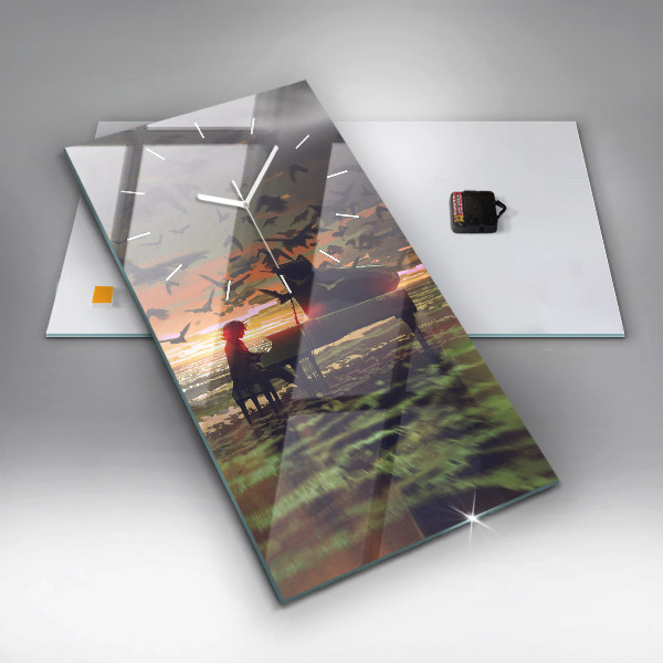 Zegar szklany pionowy Koncert na plaży