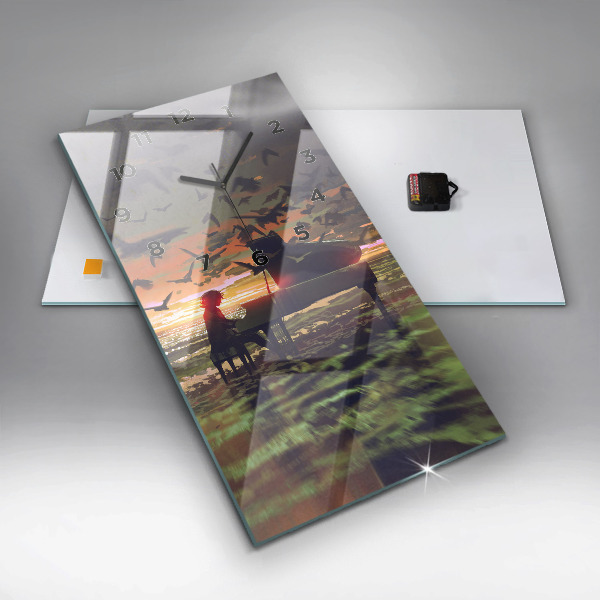 Zegar szklany pionowy Koncert na plaży