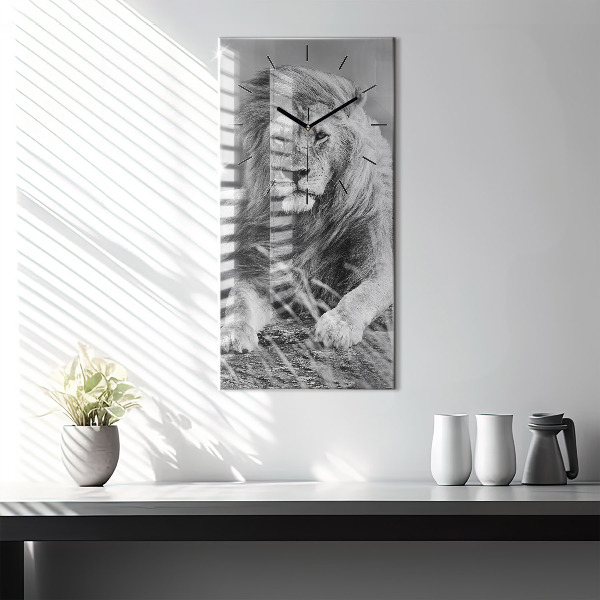 Zegar szklany pionowy Abstrakcja - Lew