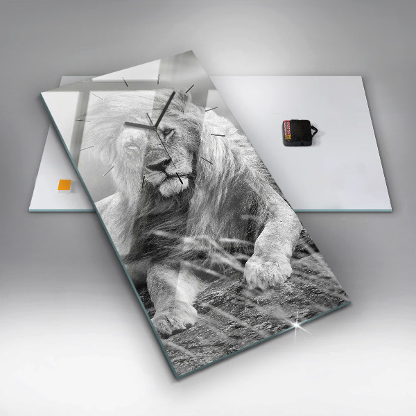 Zegar szklany pionowy Abstrakcja - Lew