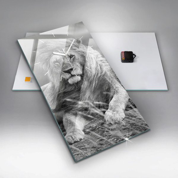 Zegar szklany pionowy Abstrakcja - Lew