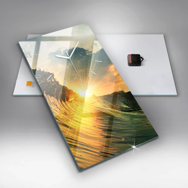 Zegar szklany pionowy Perspektywa Fal Zachód Słońca