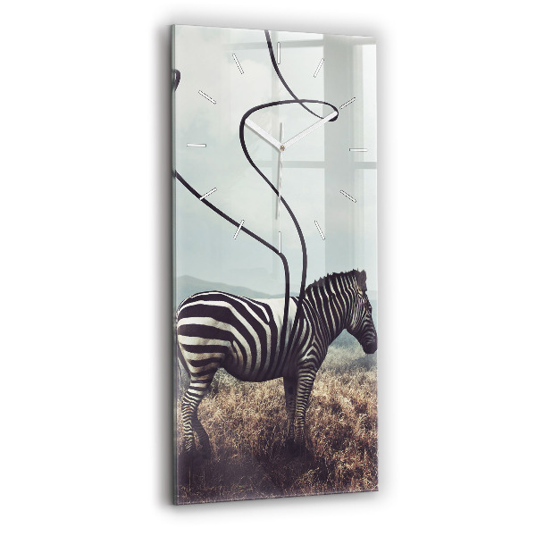 Zegar szklany pionowy Zebra – Abstrakcja