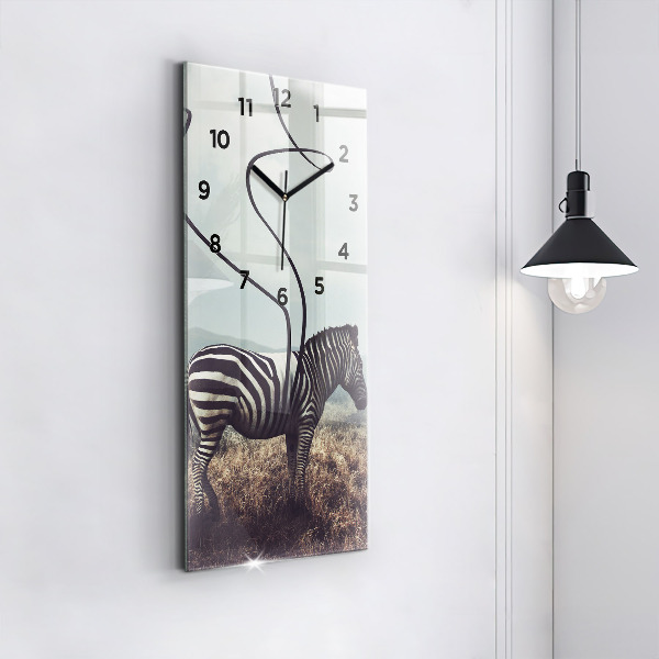 Zegar szklany pionowy Zebra – Abstrakcja