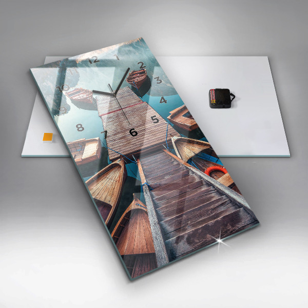 Zegar szklany pionowy Pomost i Jezioro