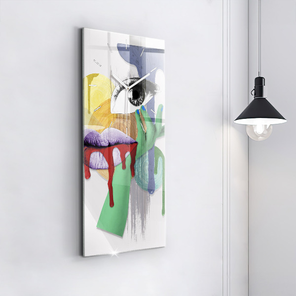 Zegar szklany pionowy Surrealistyczny kolaż