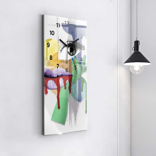 Zegar szklany pionowy Surrealistyczny kolaż