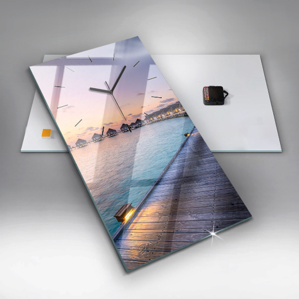 Zegar szklany pionowy Zachód słońca Malediwy