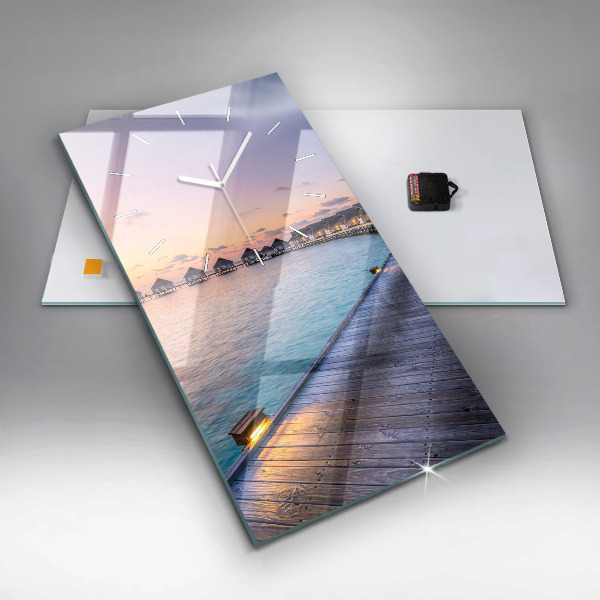 Zegar szklany pionowy Zachód słońca Malediwy