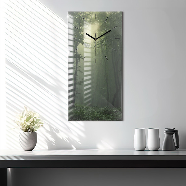 Zegar szklany pionowy Mglisty las o poranku