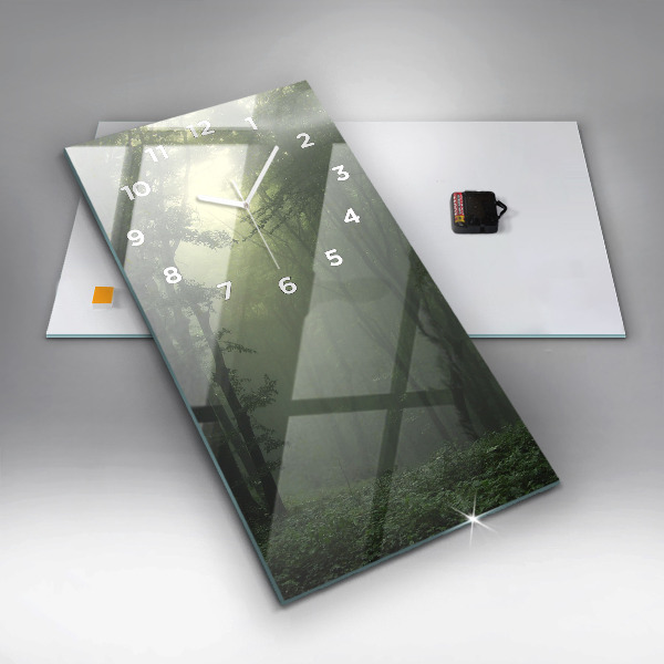 Zegar szklany pionowy Mglisty las o poranku