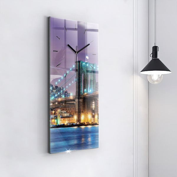 Zegar szklany pionowy Brooklyn Most i East River