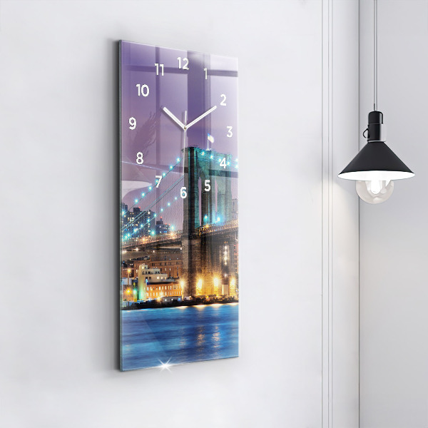 Zegar szklany pionowy Brooklyn Most i East River