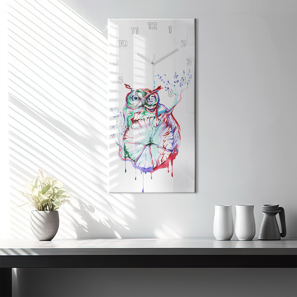 Zegar szklany pionowy Ilustracja Sowy i zegara