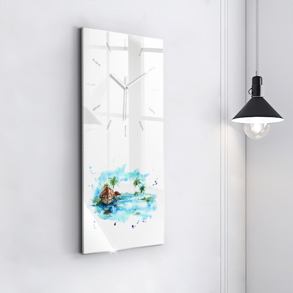Zegar szklany pionowy Obraz bezludna wyspa