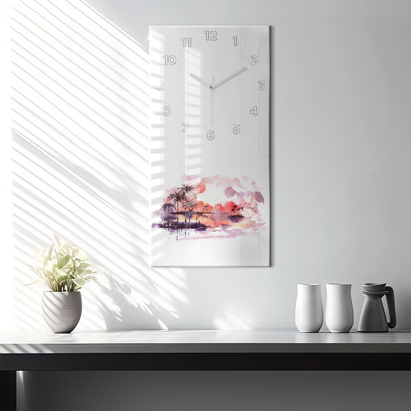Zegar szklany pionowy Tropikalny Krajobraz
