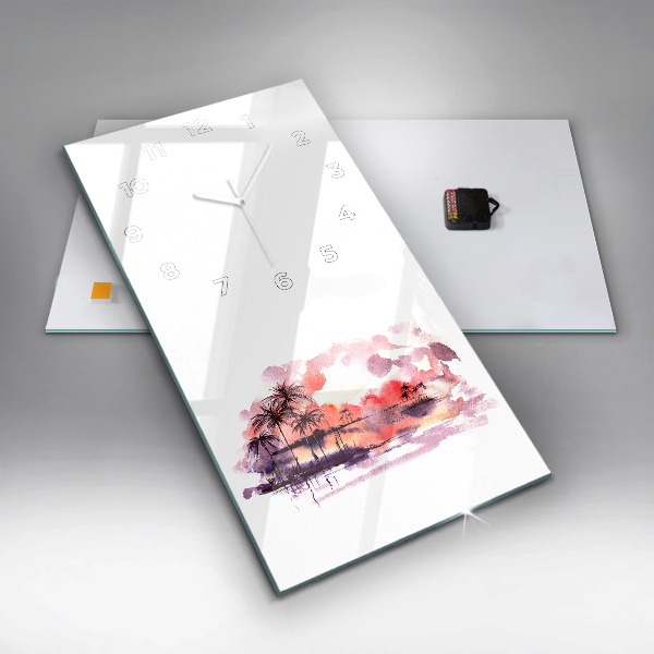 Zegar szklany pionowy Tropikalny Krajobraz