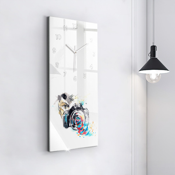 Zegar szklany pionowy Kobieta fotograf