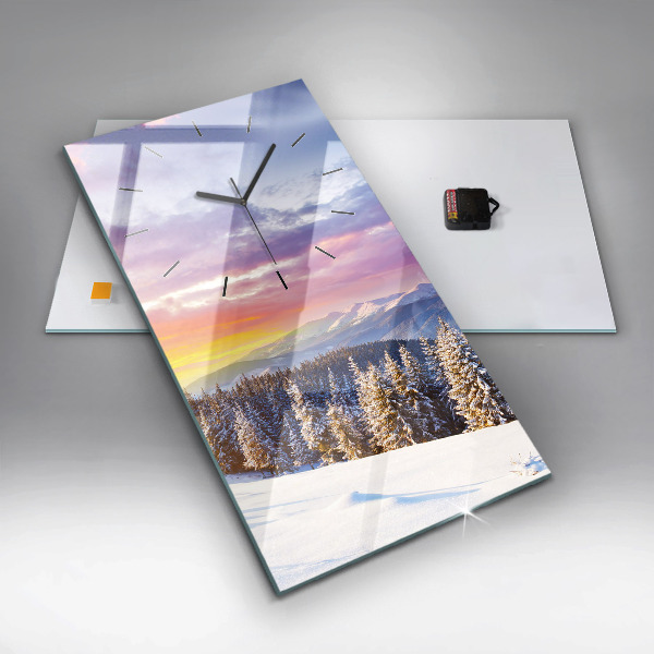 Zegar szklany pionowy Zimowy górski Krajobraz