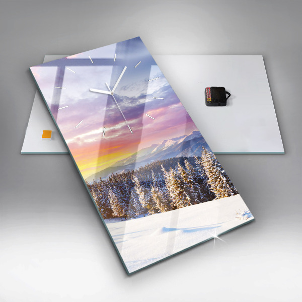 Zegar szklany pionowy Zimowy górski Krajobraz