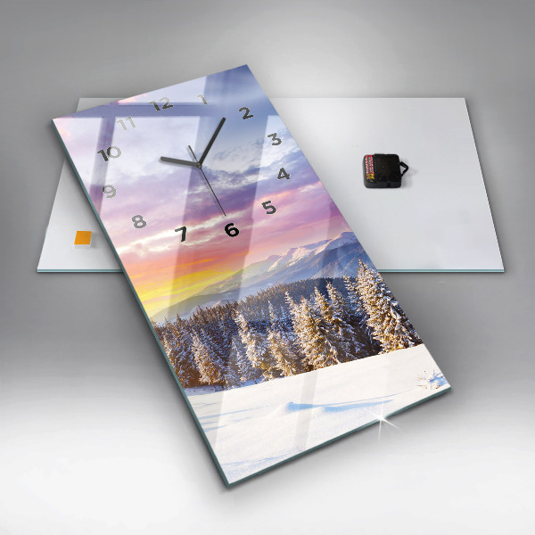 Zegar szklany pionowy Zimowy górski Krajobraz